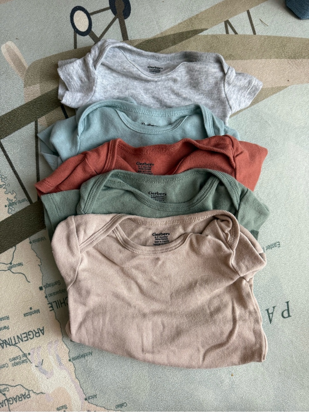 Gerber Short Sleeve Bodysuit Set - Gray, Light Blue, Rust, Sage, Blush